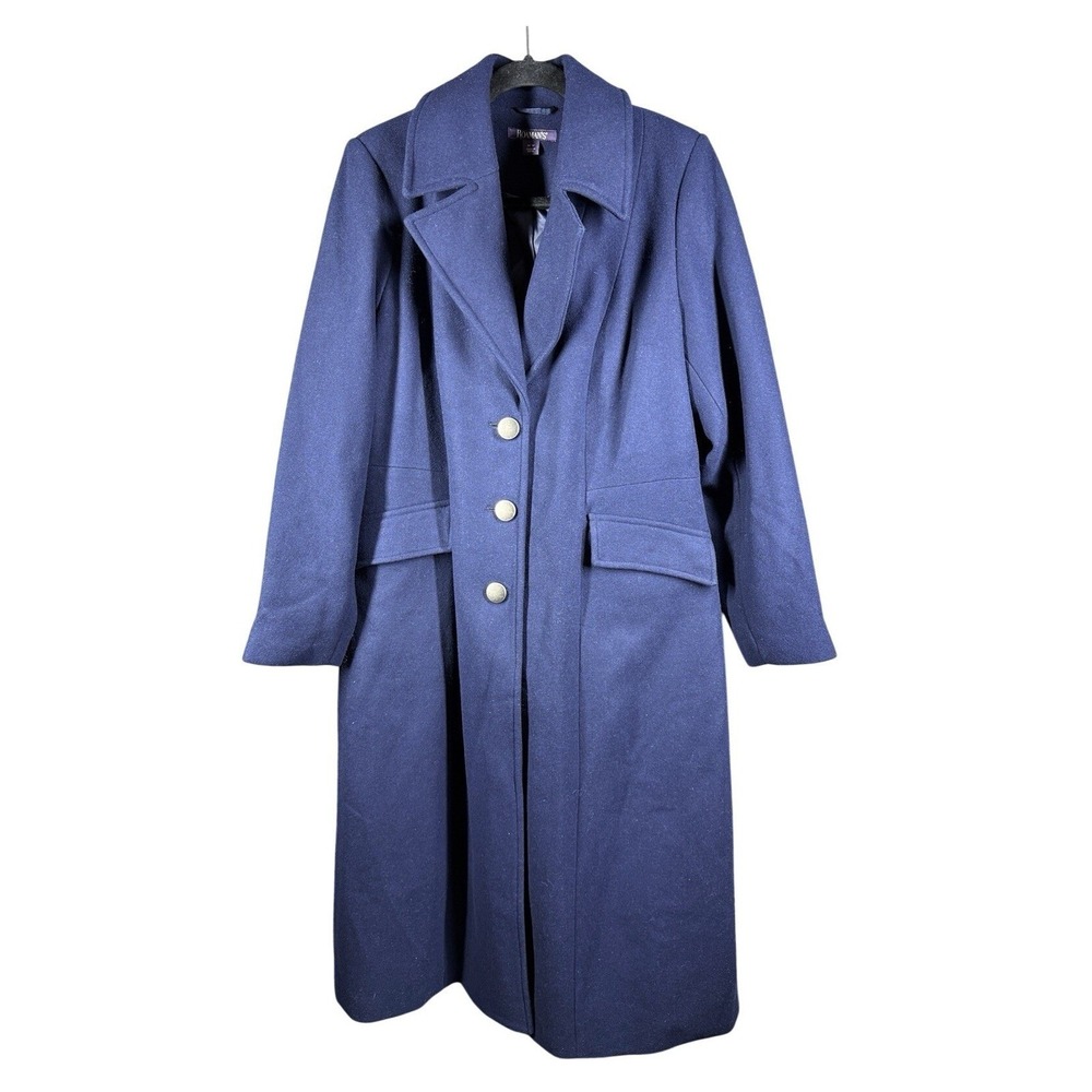 Roaman's‎ Pea Coat Women 14W Blue Long Sleeve Button Up Lined